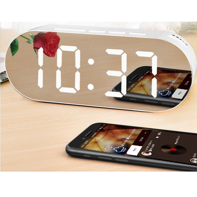 Цифровой светодиодный Будильник 12/24 часа в сутки Батарея USB Порты и разъёмы