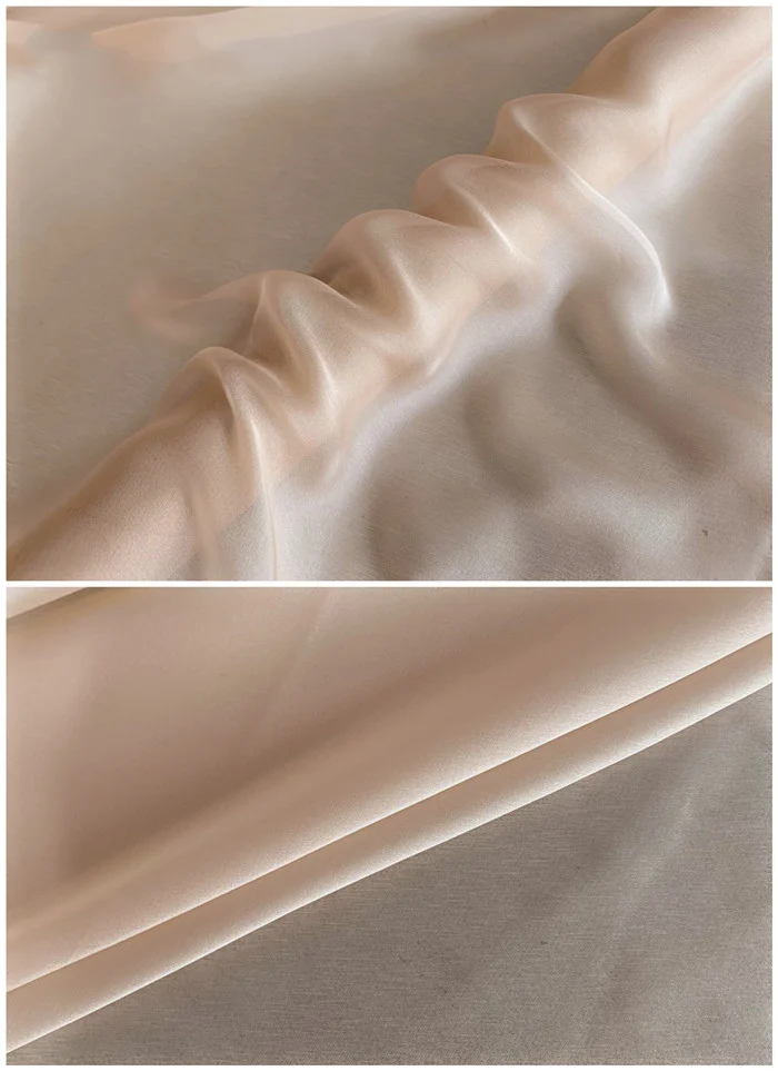 nude color 55 5 м/лот) 6 мм шелк шифон Ткань для шитья Твердые шелковые ткани тутового шелкопряда шелковая ткань Тюлевая Ткань Жир четверть - Цвет: nude color 55