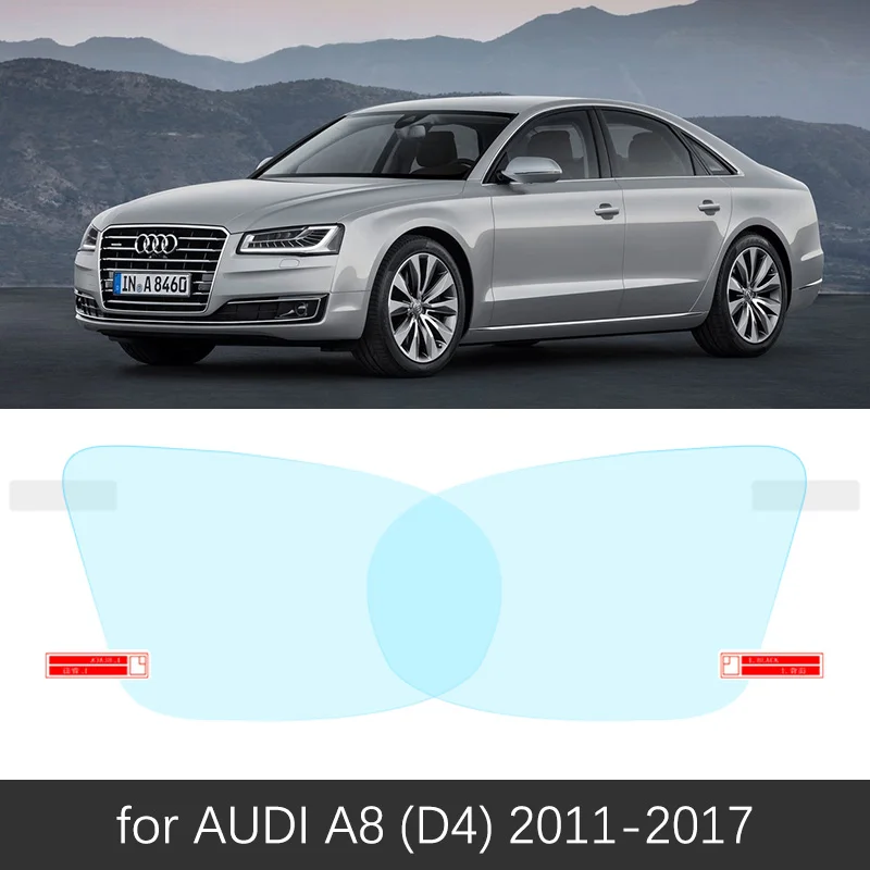 AUDI A8 D4 2011-2017 Для Audi A8 D3 D4 4E 4H S8 A8L 2003~ полное покрытие зеркало заднего вида противотуманная пленка непромокаемая противотуманная пленка чистые автомобильные аксессуары - Название цвета: AUDI A8 D4 2011-2017