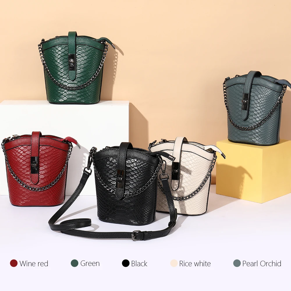 

WESTAL Women's Designer Bags Small Snake Pattern Women's Leather Shoulder Bag Bucket Style Messenger Crossbody Bags for ipad