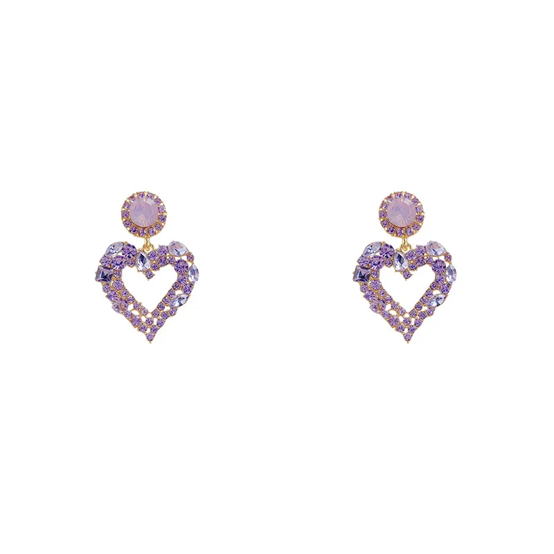 

2021 Korean New Fashion Purple Love Earrings Simple Temperament Versatile Earrings Female Jewelry