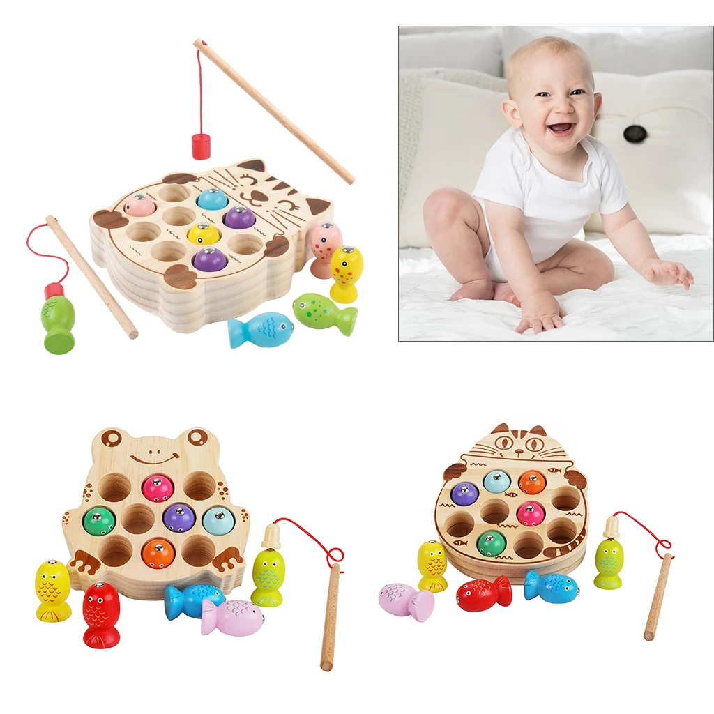

Wooden Magnetic Fishing Catch Worms Game Montessori Toy for Boys and Girls