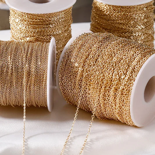 Цепочка ручной работы из меди с покрытием 14 карат|Ювелирная фурнитура и