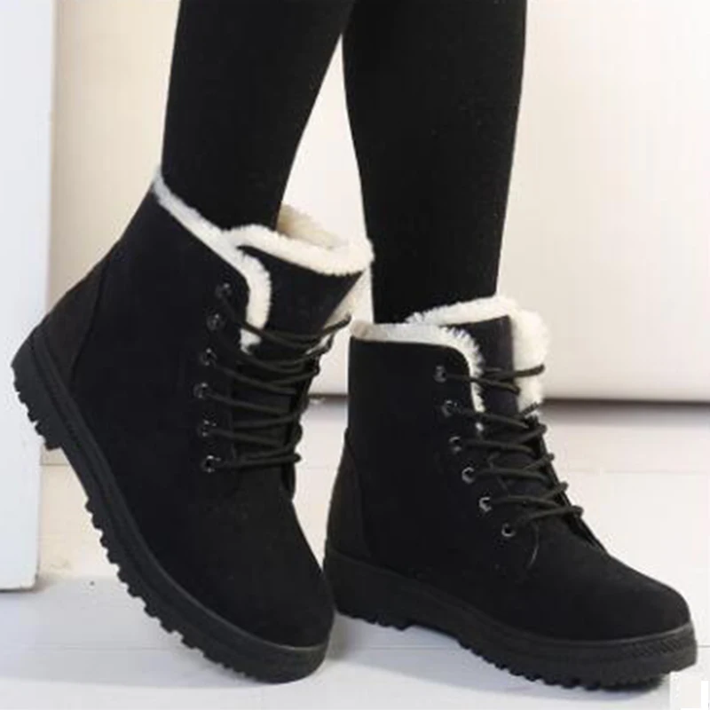Женские ботинки зимние теплые женская зимняя обувь из искусственной замши