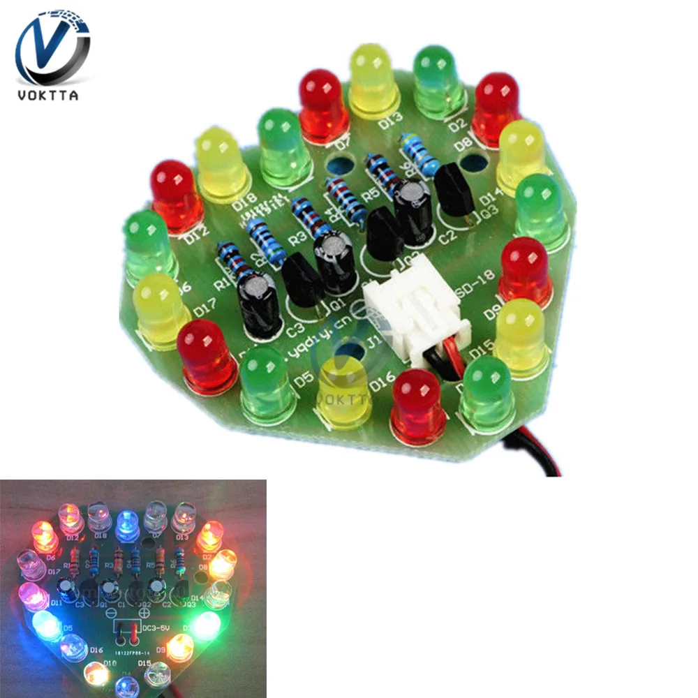 3 В-5 В цвета светодиодный светильник в форме сердца печатная плата циклическая