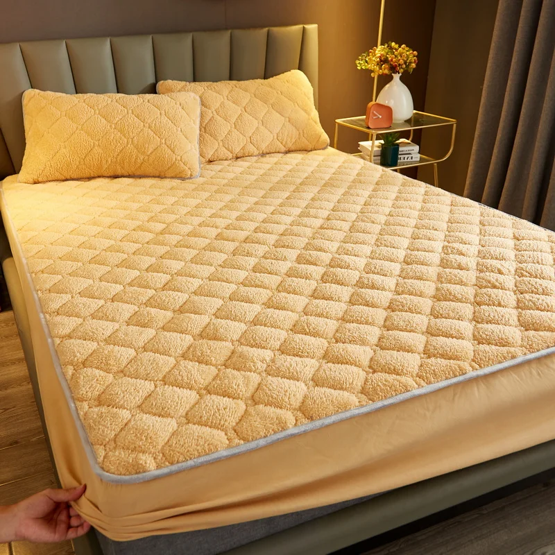 

Утолщенная кашемировая матрас из флиса, зимняя супертеплая Простыня из овечьей шерсти, Королевский матрас большого размера