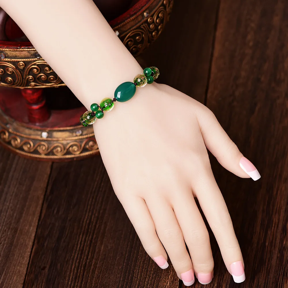 Изумрудный браслет камень зеленый нефрит Jadeite очаровательные ювелирные изделия