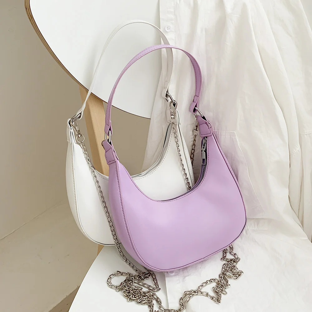 

Fashion Hobos Crossbody Bag Women Classic Texture Creative Design Chic PU Leather Solid Chain Shoulder Money Pouch