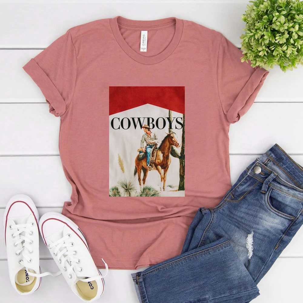 Новые трендовые ковбойские Женские повседневные топы модная футболка унисекс в