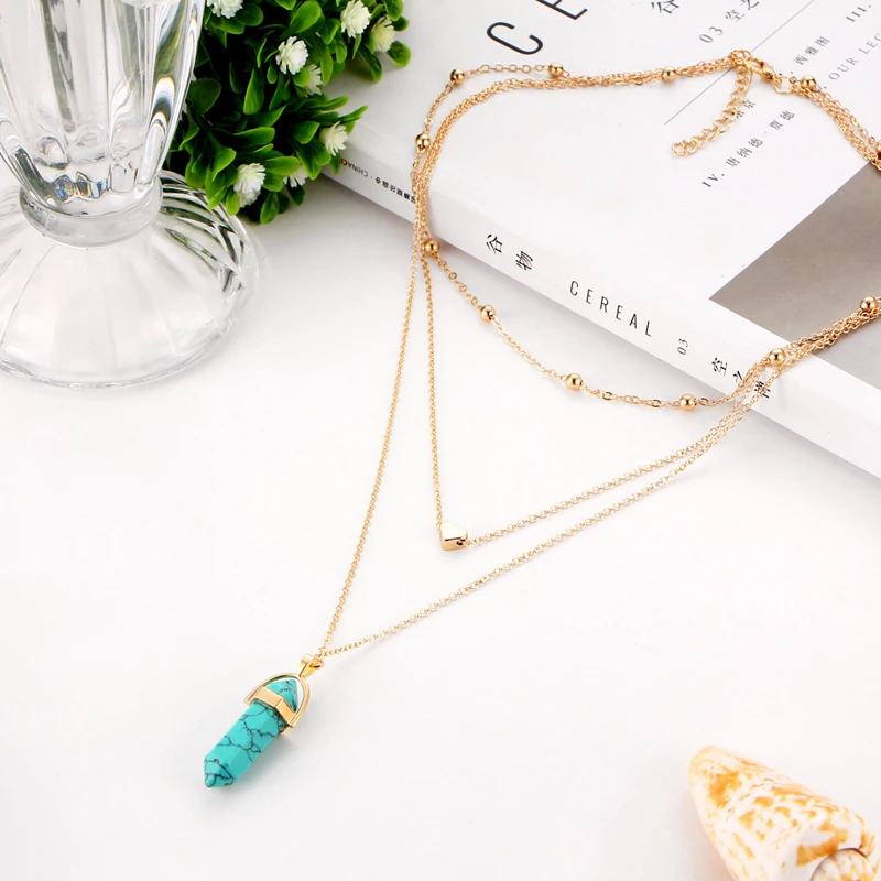 Новый Vintage Opal камень ожерелье вокруг шеи отличное модная разноцветная Слои с