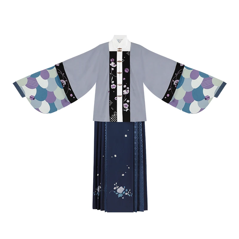 

Blue Hanfu Suit Women Chinese Traditional Costumes Ming Dynasty Autumn Winter Clothing Ancient Oriental Festival Clothes