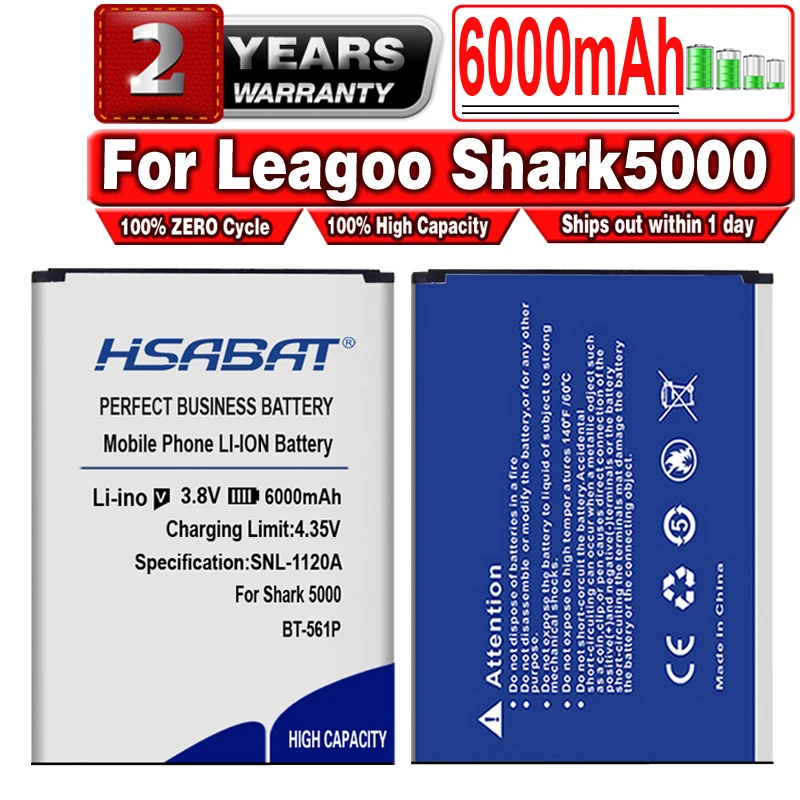 HSABAT 6000mAh BT 561P аккумулятор большой емкости для смартфона Leagoo Shark Shark5000|Аккумуляторы