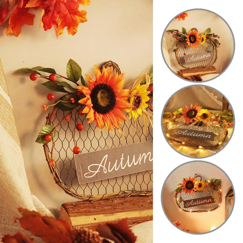 

Long Lasting Unique Natural Feeling Sunflower Holiday Wreath Portable Wreath Lightweight for Christmas