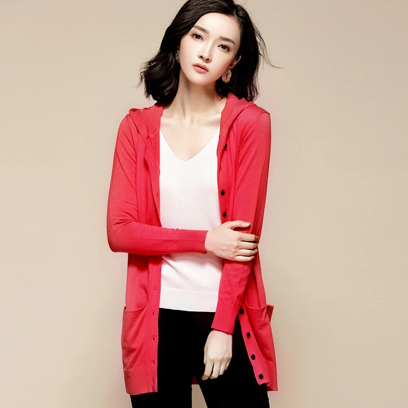 Knitwear Women's Cardigan Hooded Knitted Sweater Women Long Korean Cardigans Plus Size Coat Clothes 1688 KJ2756 |