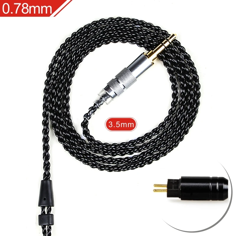 Black 3.5mm 0.78mm FDBRO 3,5 мм наушники Кабо MMCX кабель DIY один Кристалл Медь посеребренный кабель для SE215 SE315 SE425 SE535 SE846 UE900 - Цвет: Black 3.5mm 0.78mm