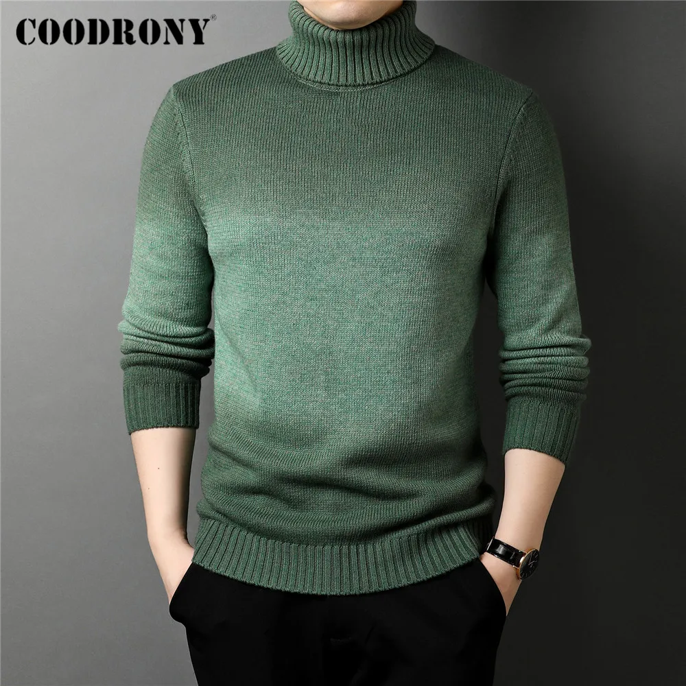 

COODRONY брендовый осенне-зимний свитер с высоким воротником, Толстая теплая хлопковая шерсть, свитер, Новое поступление, уличная мода, пуловер ...