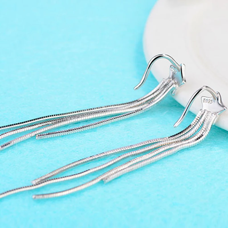 Простые Модные длинные серьги-подвески со змеиной цепочкой серьги-кисточки для