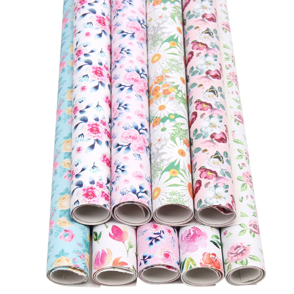 AHB цветочные печатные листы из искусственной кожи винтажная искусственная кожа