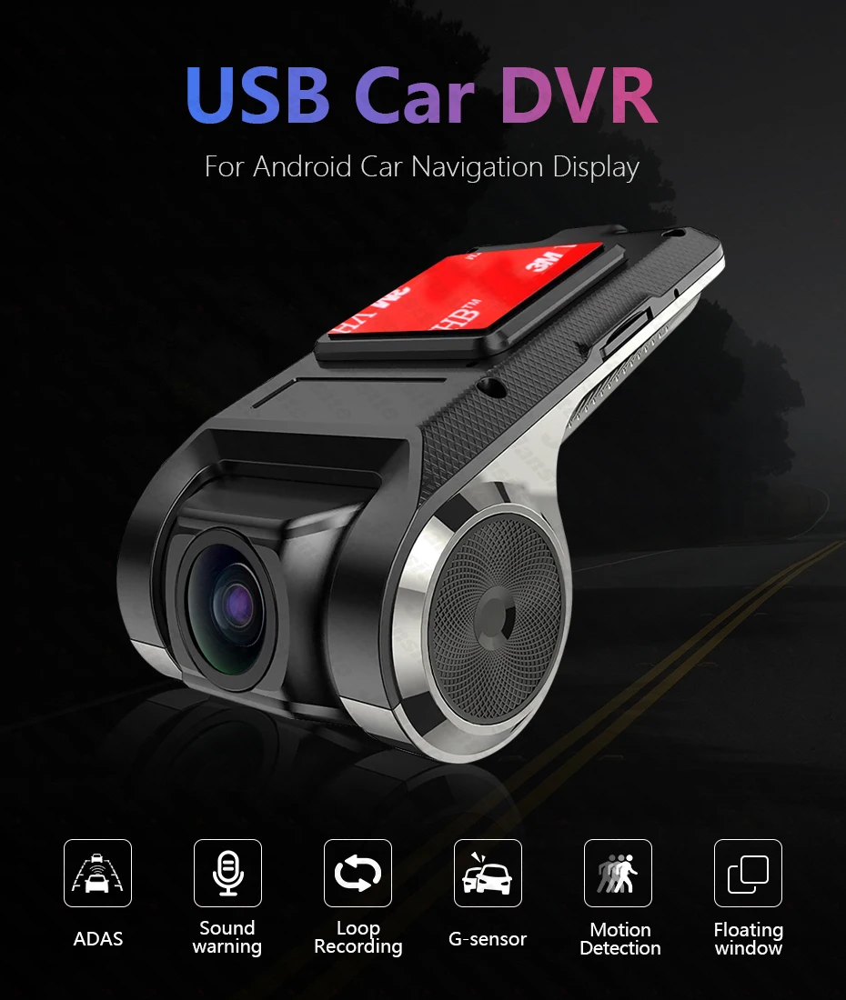 Jansite ADAS Автомобильный авто DVR рекордер для андроид мультимедийный проигрыватель FCWS LDWS скрытый тип петля запись usb Dash Cam g-сенсор