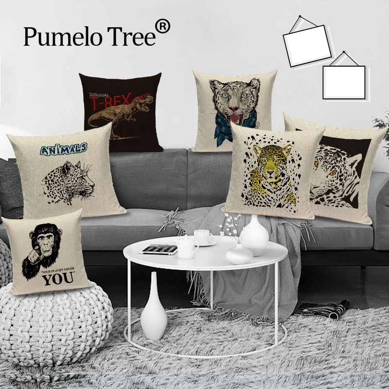 Милая Подушка с изображением тигра чехол Льва леопарда домашний декор наволочки