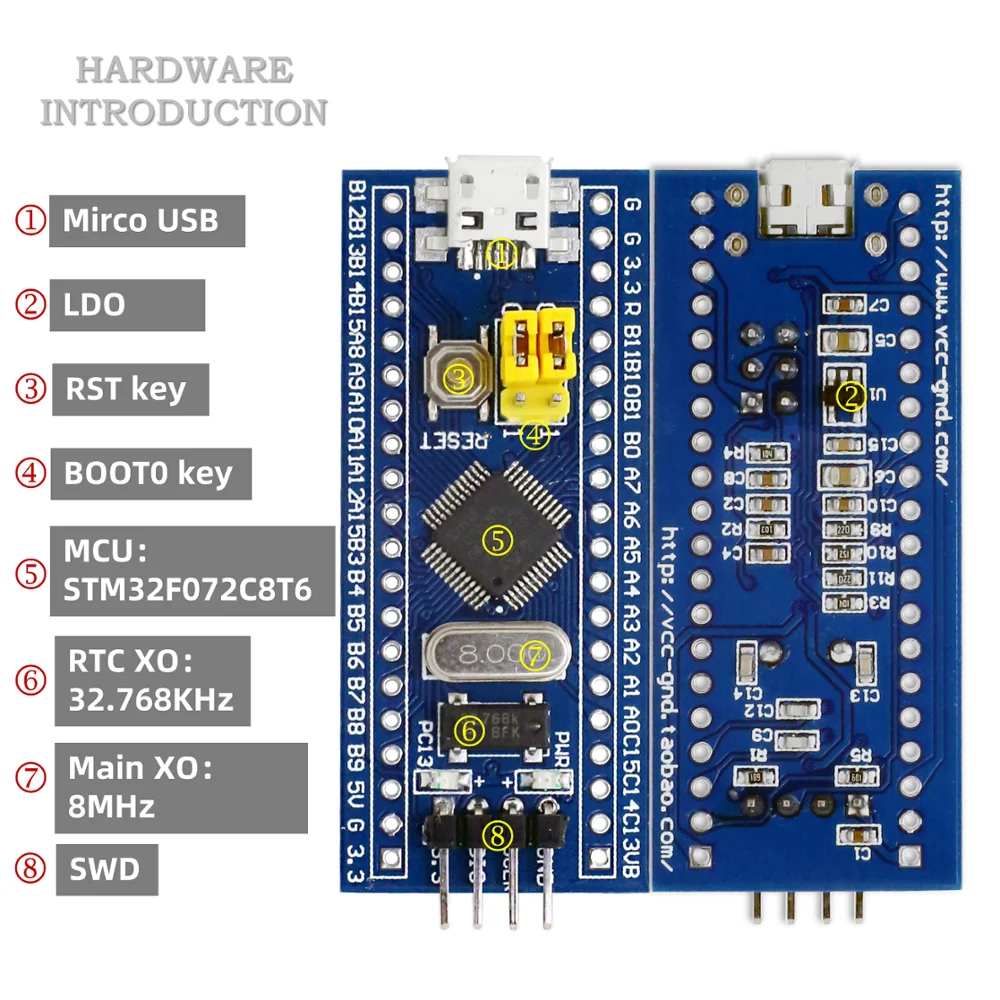 Настольная плата STM32F072C8T6 STM32F072 072C8T6 STM32F0|Демонстрационные стенды| |