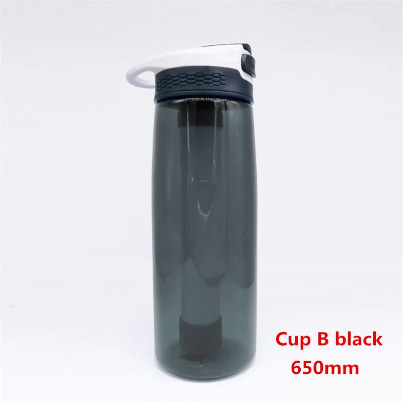 Cup B black 650 мл Специальный класс 22,2 унций Спортивная бутылка для воды без бисфенола с фильтром качества еды на открытом воздухе портативная дорожная бутылка - Цвет: Cup B black