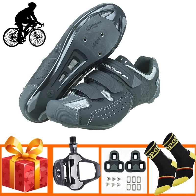 

SIDEBIKE Professional Cycling shoes road men breathable self-locking Racing Bike Shoes add LOOK SPD-SL Pedals bicycle road shoes
