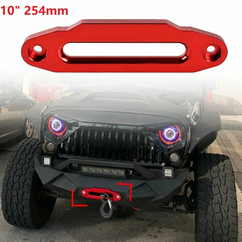 

10 Inch 254mm High-Grade Billet Aluminum Hawse Fairlead 8000-15000 LBs ATV UTV Synthetic Winch Rope Cable Red