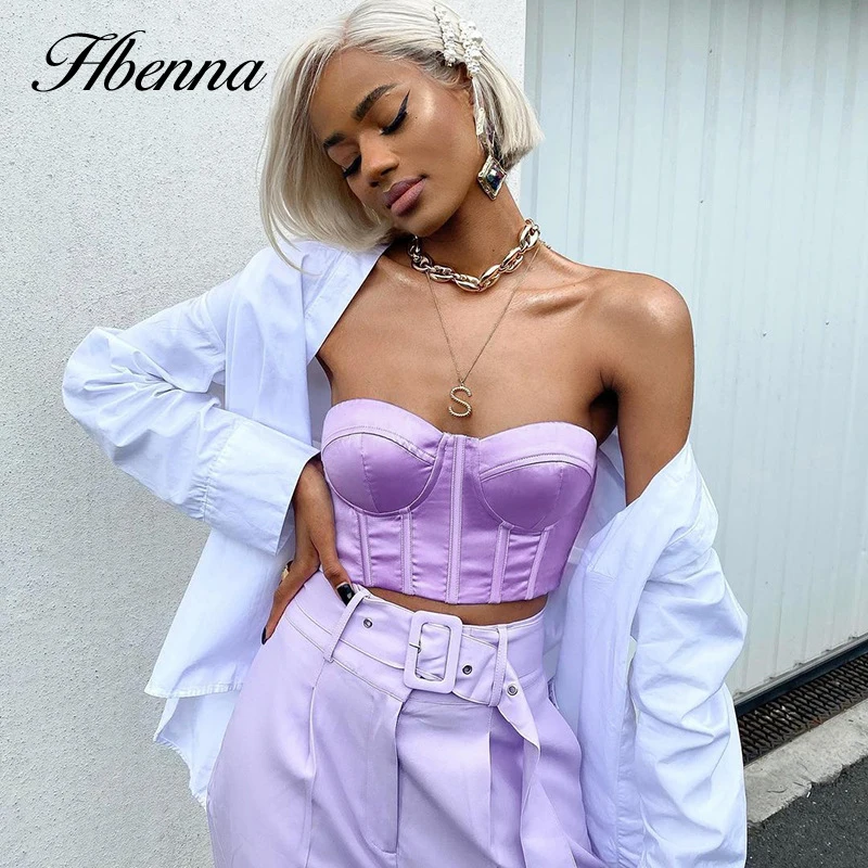 

Hbenna Satin Tube Top Women Sleeveless Sexy Tank Top Women Backless Slim Elegant Summer Camis Women Solid Fashion Solid Color