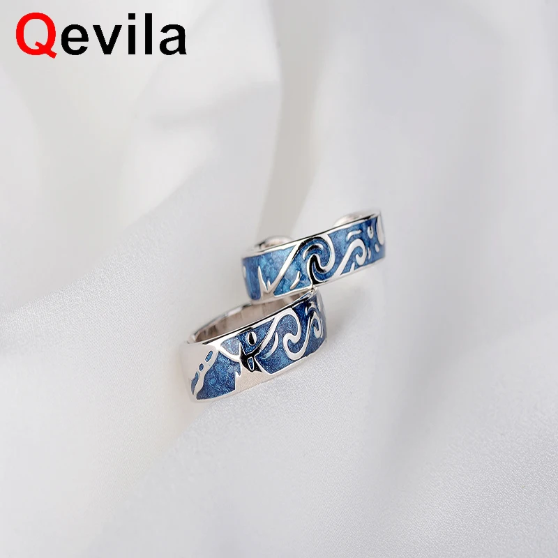 Qevila модное женское кольцо Ван Гог S925 Серебряное кольцо звездное небо Открытое кольцо для влюбленных романтическое ювелирное изделие на День Святого Валентина подарок