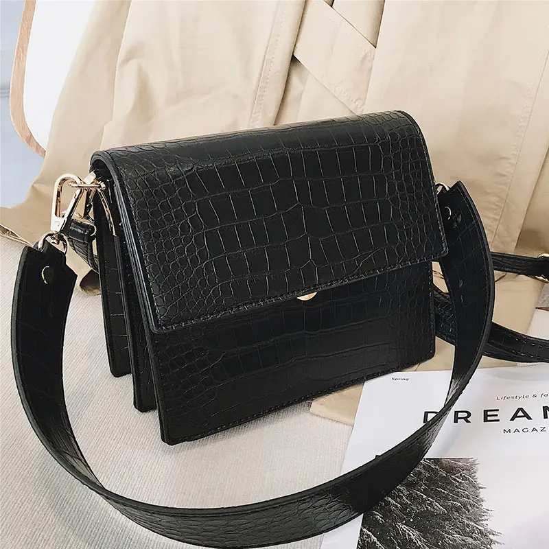 Luxury design women bag novelty of 2020 high quality faux leather crocodile pattern shoulder | Багаж и сумки