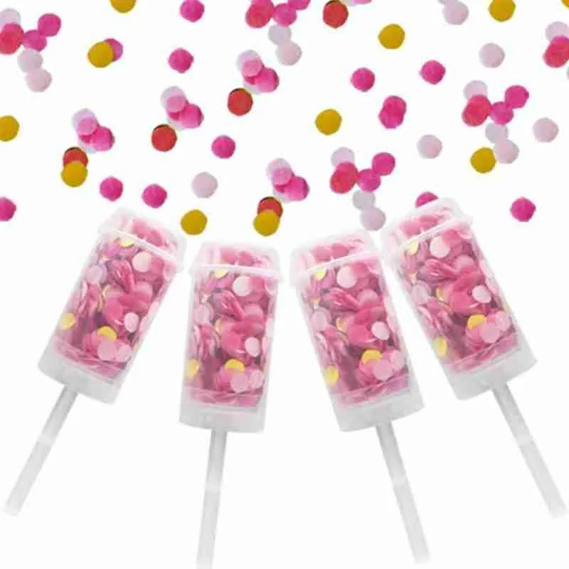 

1pc Hand-held Small Salute Colorful Firework Tube Party Poppers Round For Wedding Confetti Birthday Mini Confetti Flower