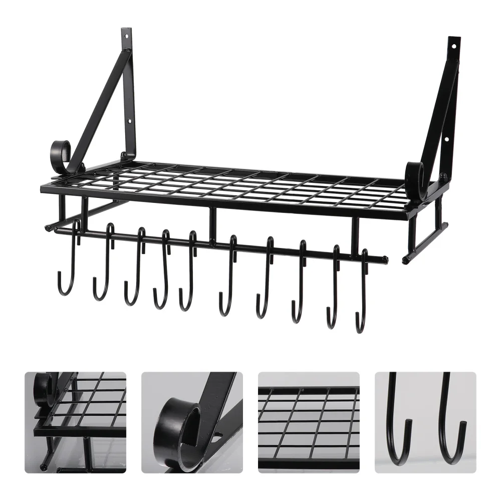 

1pc Practical Wall Mount Foldable Portable Finishing Stand Pot Holder Metal Rack Storage Shelf