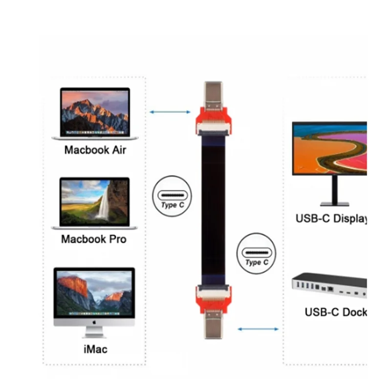

20cm FPC Flat USB 3.1 Type-C USB-C Male to Male Data Cable for Macbook & Laptop & Phone & Drive