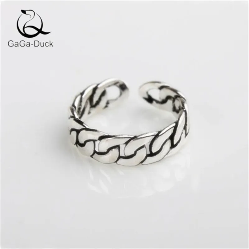 New Distressed Chain Shaped Vintage Handmade Thai Silver Jewelry Adjustable Opening 925 Sterling Rings R459 | Украшения и