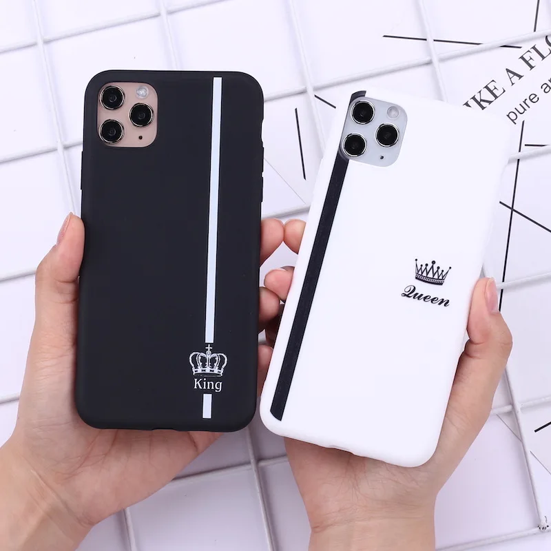Чехол для пары RichRipple King Queen Iphone 11 Pro Max 6 7 8 Plus X Xr Xs черно белые милые Чехлы Airpods1