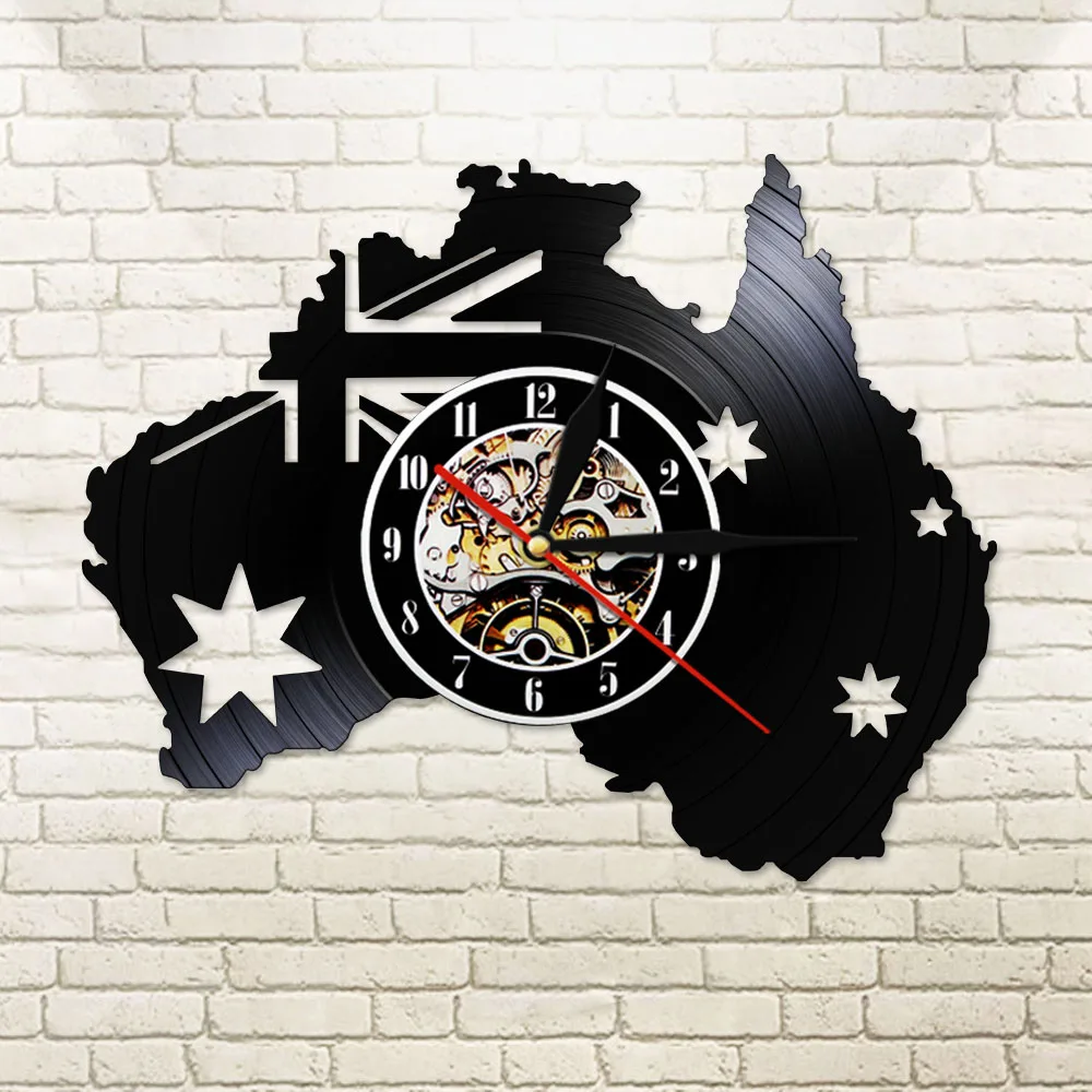 Виниловые настенные часы с изображением флага Австралии патриотические карты