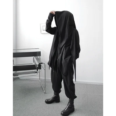 Новая приталенная Готическая темная толстовка модная повседневная нишевая