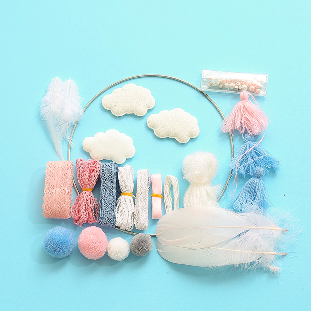 DIY Set Красочные Большие Перья DIY ручной работы Ловец снов украшения спальни Dreamcatchers колокольчики настенные подвесные украшения - Цвет: DIY Set