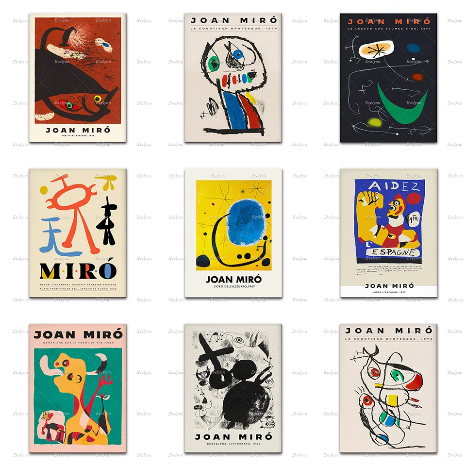 

Miro Exhibition Poster, Abstract Modern Home Decor Prints Wall Art Canvas Living Room Decoration Canvas Painting Unique Gift