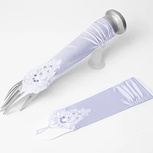 Перчатки женские атласные с полупальцами, пикантные с блестками и жемчугом, модные кружевные солнцезащитные для вождения, платье без пальцев, J41