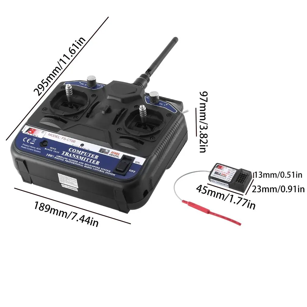 

FlySky FS-CT6B+R6B 6CH Remote Control With Receiver Fine Workmanship GFSK Modulation Type AFHDS 6 Channels