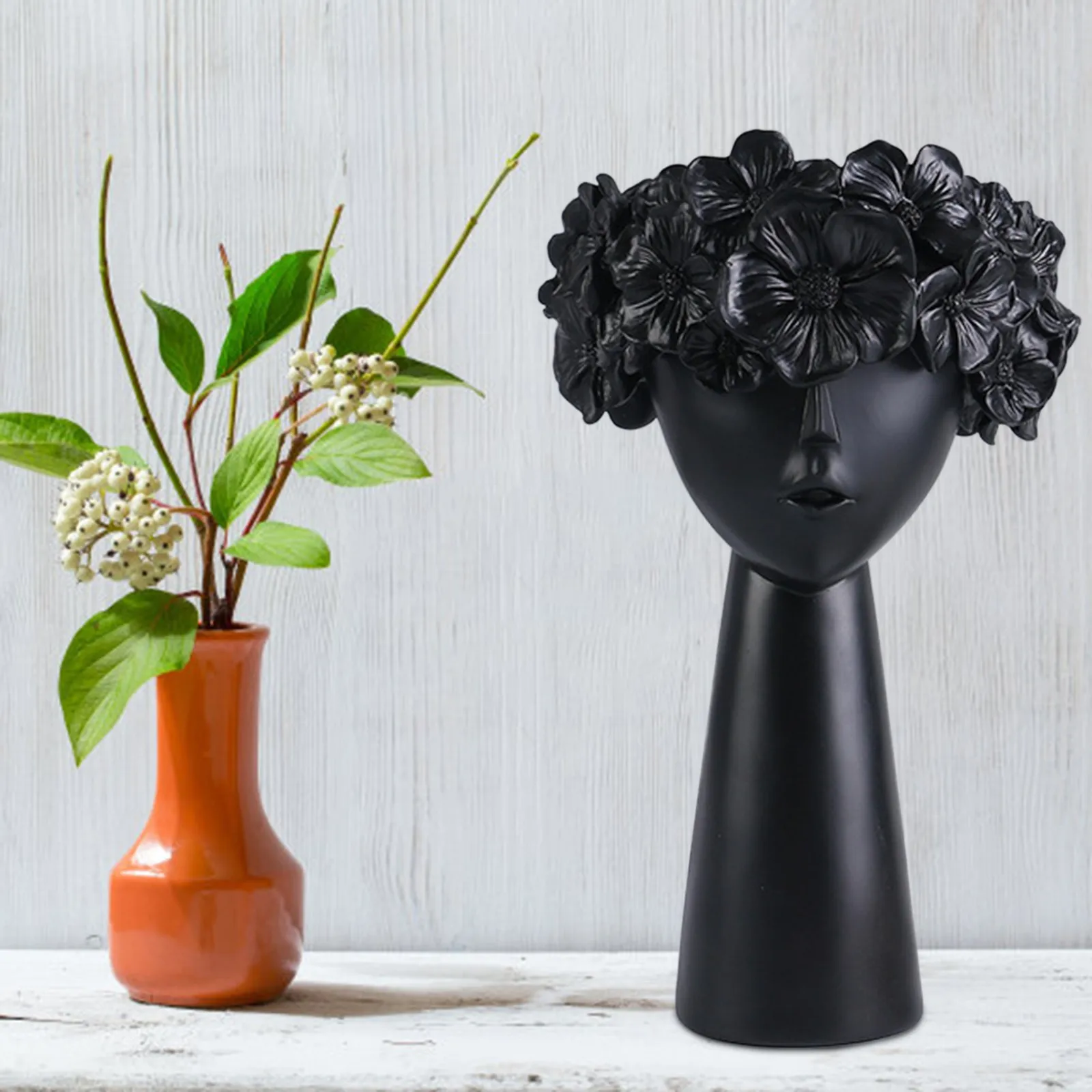 

2021 Beautiful Flower Wreath Girl Vase Crown Storage Box Vintage Doll Head Planter Nursery Decor Mother's Day Gift H5