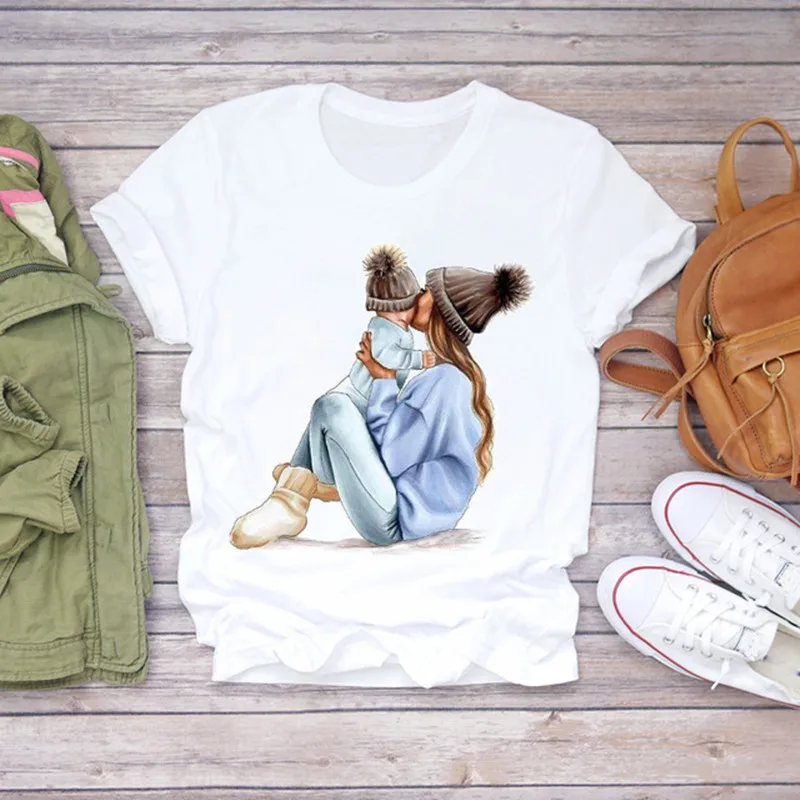 

Women Cartoon Super Mom Life Momlife Mama Mother Summer Print Lady T-shirts Top T Shirt Ladies Womens Graphic Female Tee T-Shirt