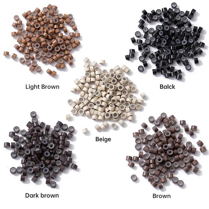 

Suttie 500 шт./лот 5,0*3,0*3,0 мм микро силиконовые обжимные кольца для наращивания волос