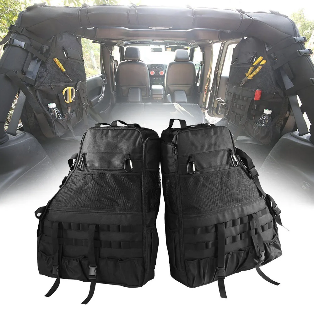 

Chuang Qian 2X Roll Bar Storage Bag with Multi-Pockets Saddlebag Organizers Cargo for Jeep Wrangler JK TJ LJ & Unlimited 4-Door
