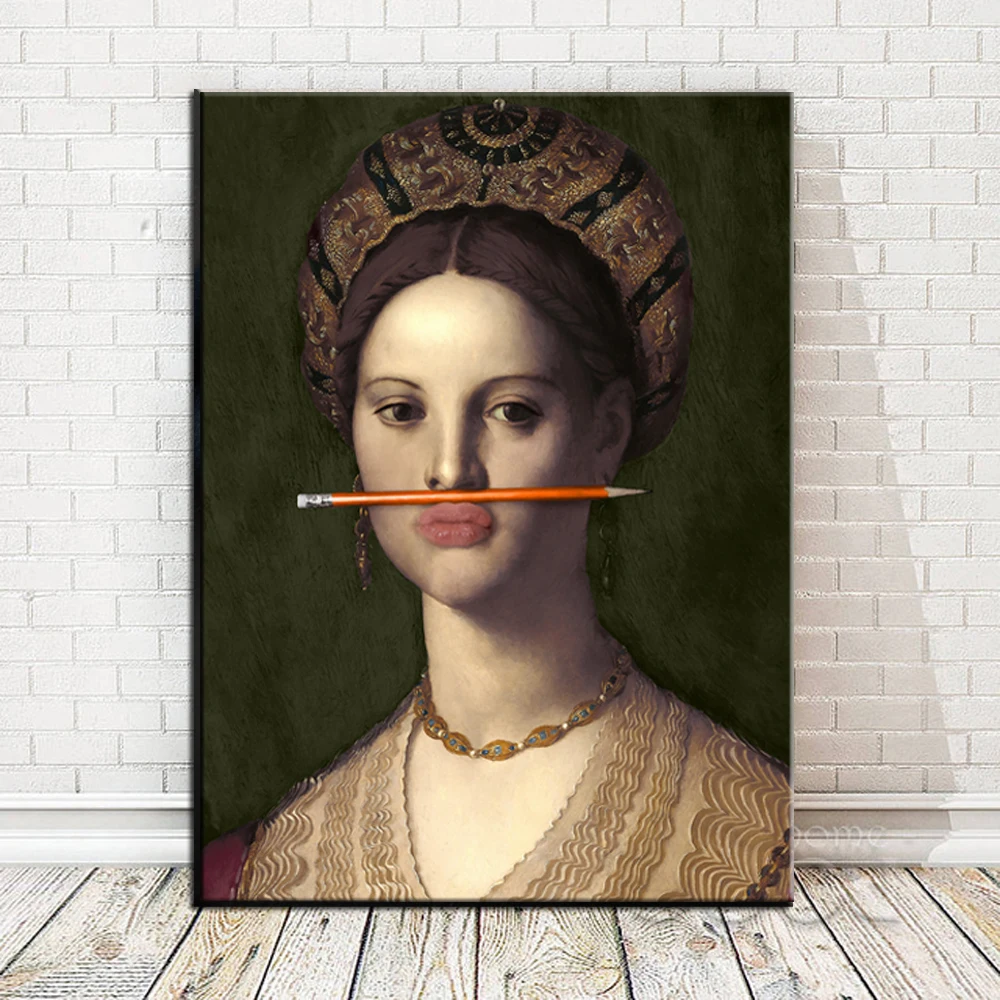 

Woman and Pencil Painting Poster Home Decoration Canvas Painting for Living Room Bedroom Wall Decoration Decoration Waterproof