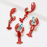 dangle earrings creative vivid rhinestone funny lobster sexy eardrop for gift