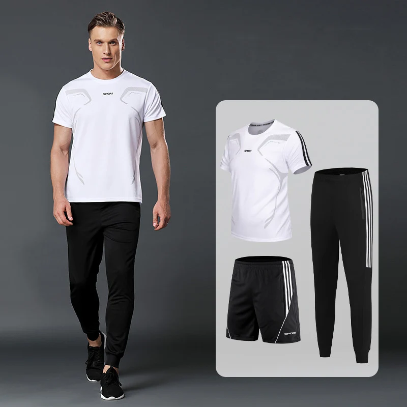 Мужской спортивный костюм для бега и комплект короткая футболка брюки
