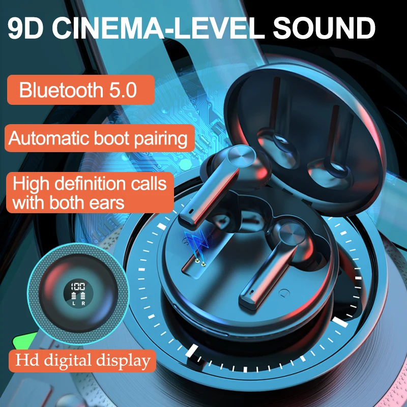 

B16 наушники-вкладыши TWS Bluetooth 5,0 наушники зарядным устройством Беспроводной наушники 9D стерео спортивные Водонепроницаемый гарнитуры С микр...